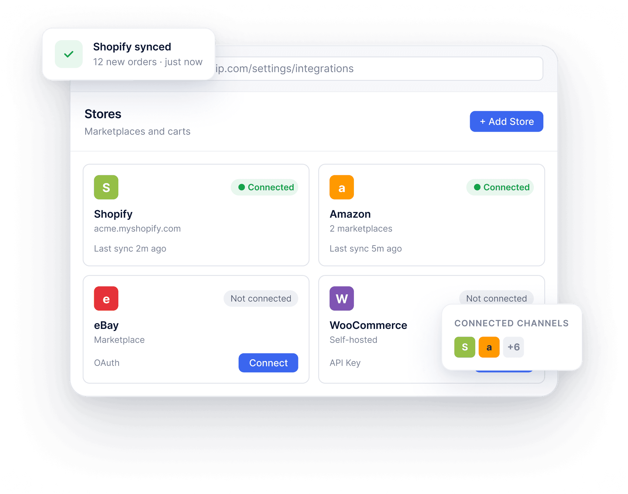 SyncShip dashboard showing live carrier rates and label printing